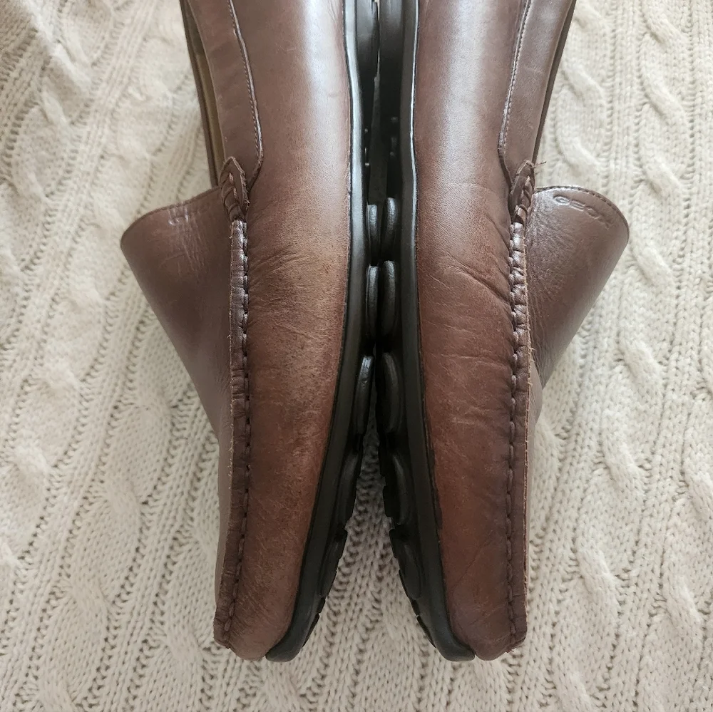 Geox Men's Brown Leather Slip-On Loafers